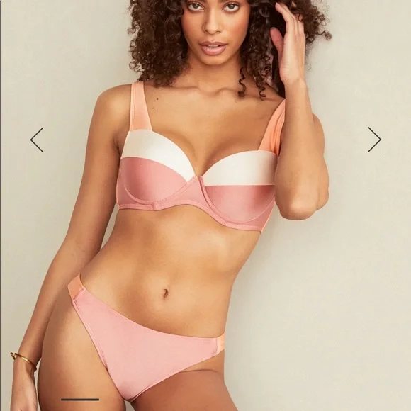 Chelsea Peers Underwire Bikini Top In Metallic Rose - Picture 2 of 9